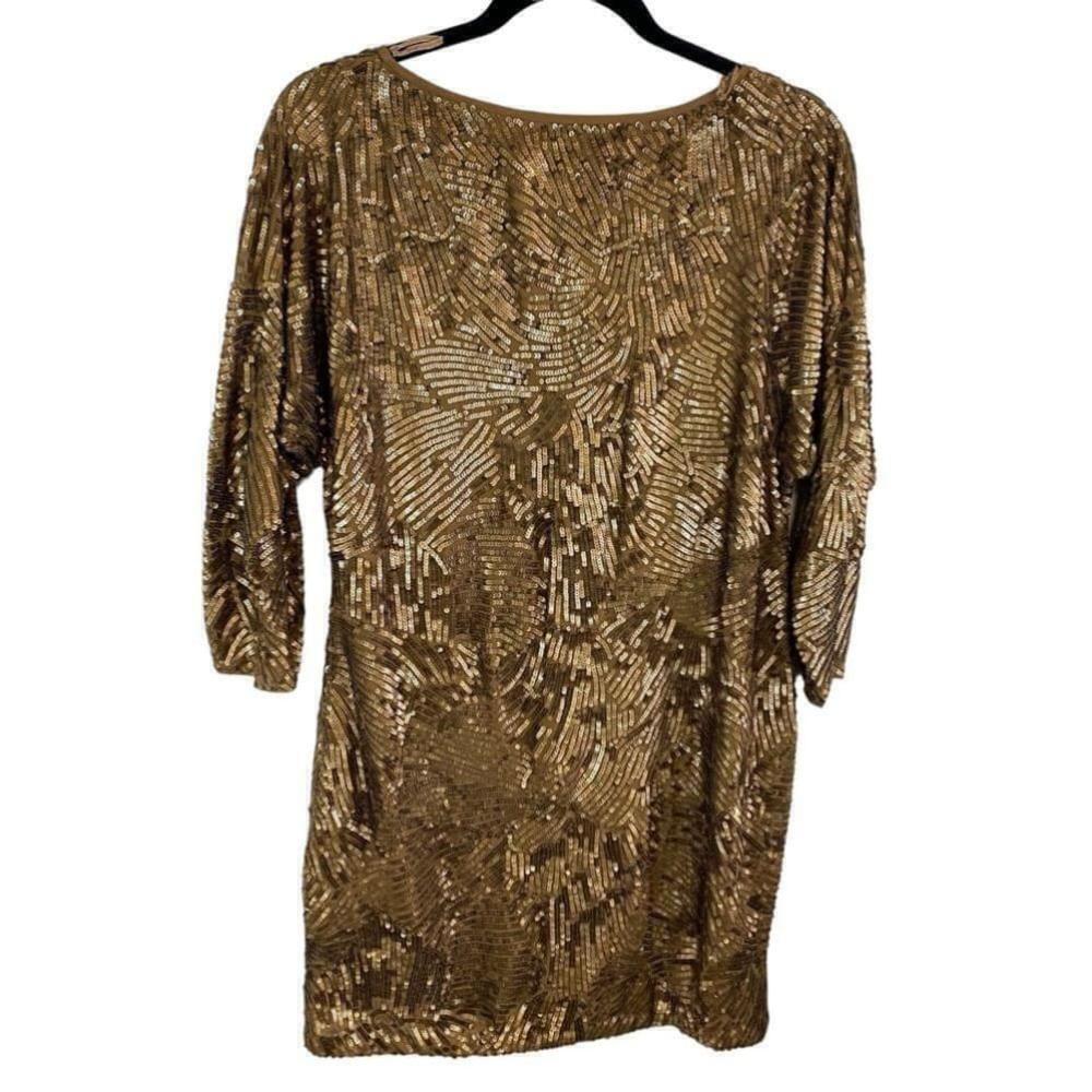 Trina Turk - Aura - Gold Sequin Sheath Dress - 4 - India - Picture 4 of 8